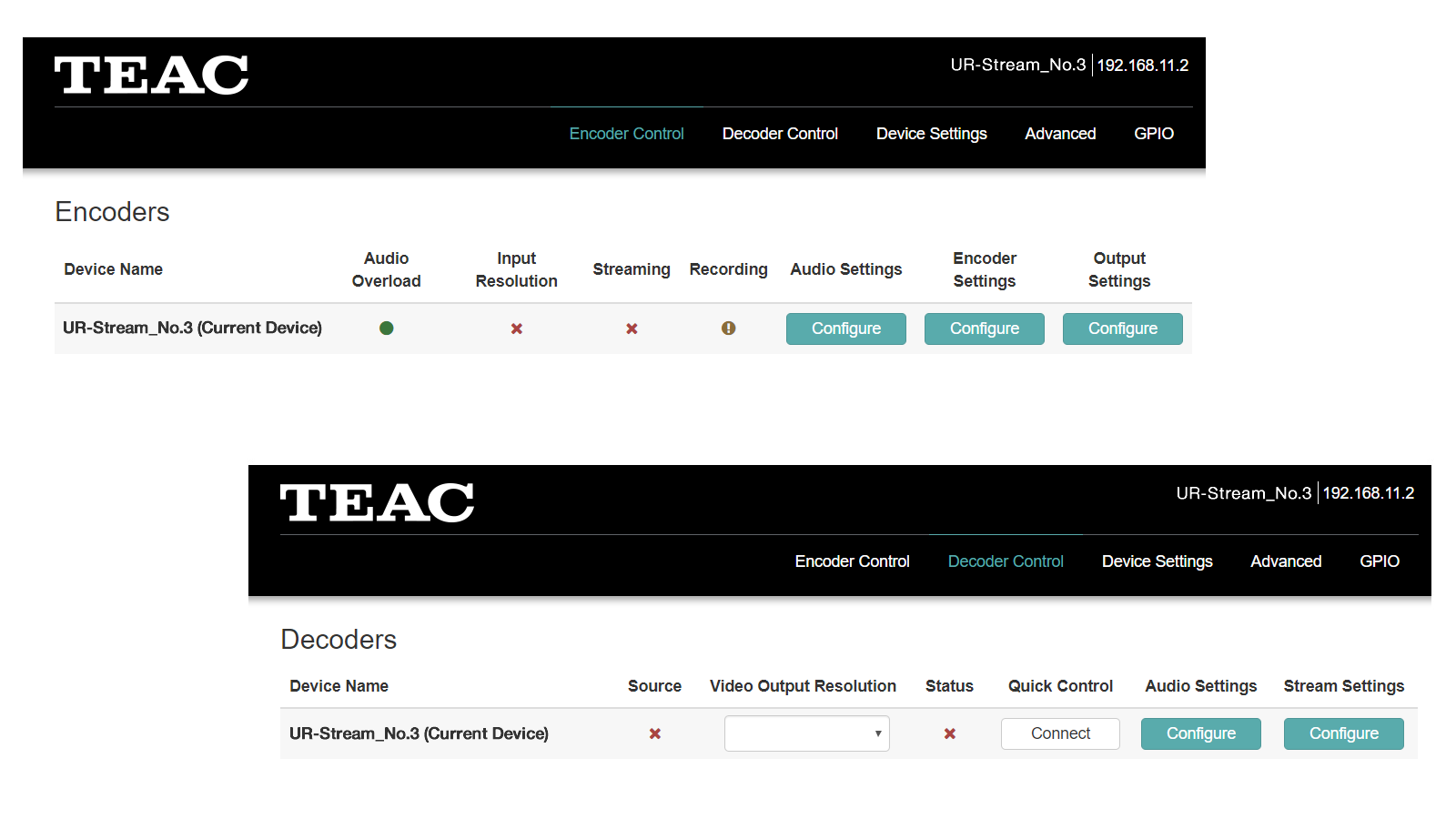 UR-Stream DISCOVERY App and Web-GUI allow easy remote management of multiple UR-Stream unit systems